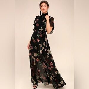 Every Little Thing Black Floral Print Maxi Dress